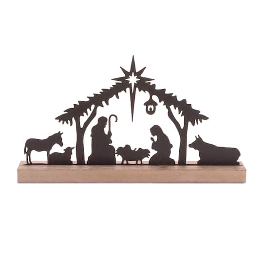 Melrose 11.75" Holy Family Nativity with Animals Silhouette Décor